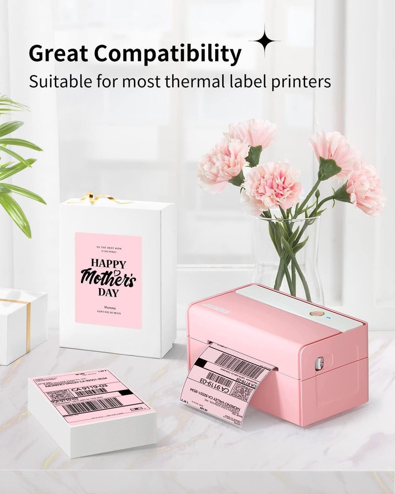 JADENS 4X6 Thermal Direct Shipping Label Compatible with MUNBYN, IDPRT, Rollo, Postage Label Paper for Small Businesses, 250 Labels/Pack, Pink - Image 3